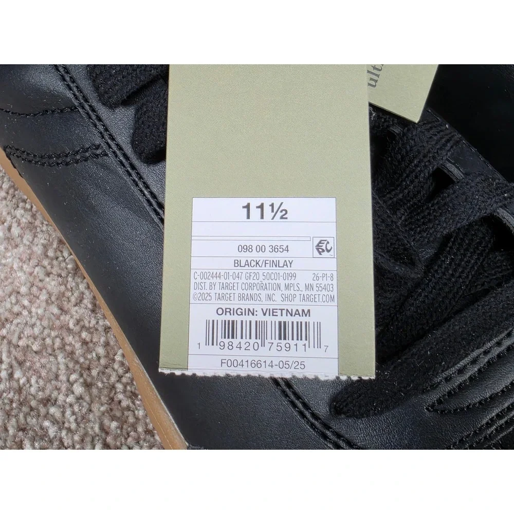Goodfellow & Co Finlay Mens Black Gum Sole Sneakers Low Top Shoes 11.5 New